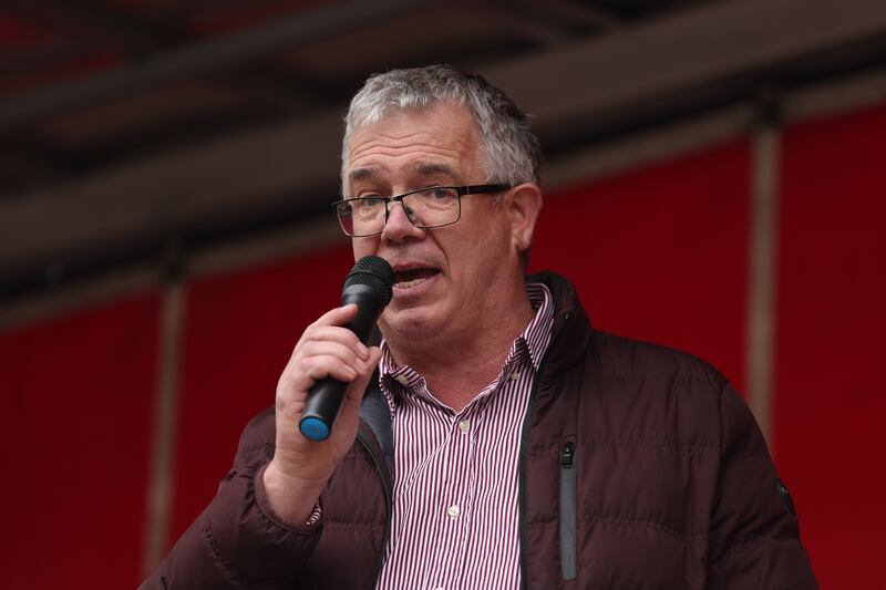 James Geoghegan, public relations officer for National Fuel Protest speaking at a rally in O'Connell Street in Dublin after vehicles took part in a National Fuel Protest. Photograph: Liam McBurney/PA Wire