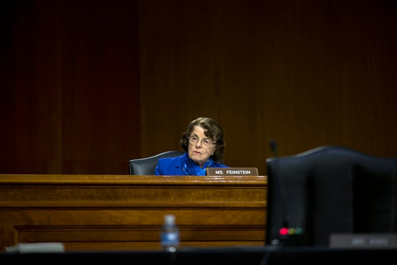 Senator Dianne Feinstein during a hearing before the Senate Intelligence Committee in Washington on May 5th, 2020. Photograph: Gabriella Demczuk/New York Times