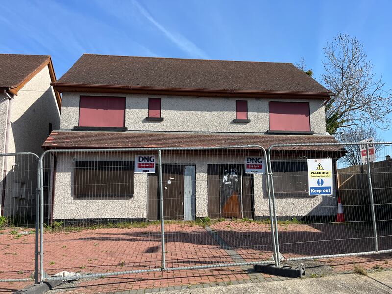 Two of the derelict houses at St Maelraun’s Park, Tallaght that have gone on sale. Photograph:  Sarah Burns
