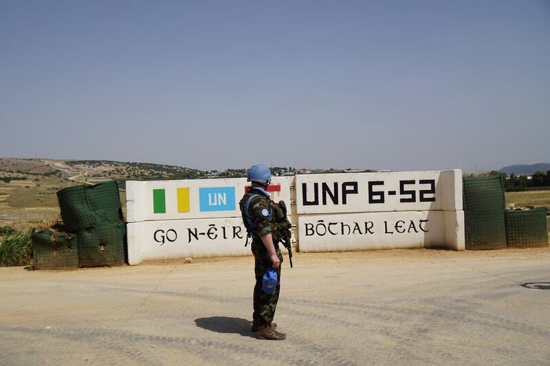 UNP 6-52, a UN outpost operated by Irish and Maltese peacekeepers, lies near the Hizbullah stronghold of Maroun al-Ras, just a few hundred metres from the Blue Line that separates Lebanon and Israel. Photograph: Hannah McCarthy