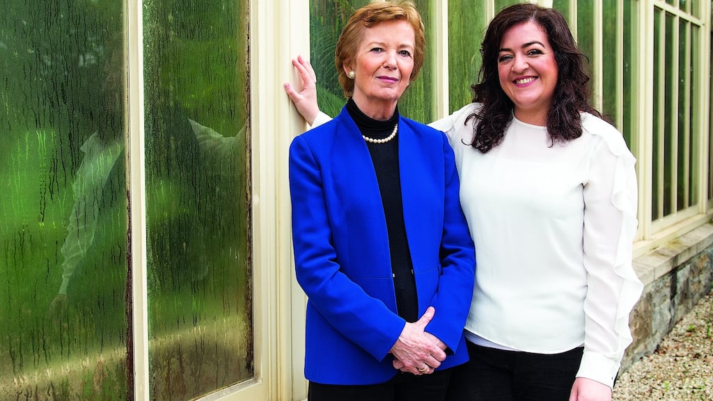 Mary Robinson and Maeve Higgins in Dublin. Higgins says she wasn’t thinking about climate change on a day-to day-basis until she began working with Robinson. Photograph: Ruth Medjber