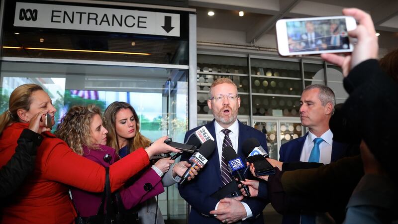 Editorial director of the Australian Broadcasting Corporation Craig McMurtie speaking to members of the media after police raids at the ABC building in Ultimo Sydney. Photograph: David Gray/EPA