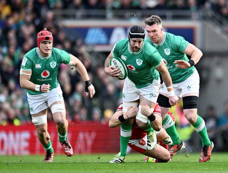 Caelan Doris carries into contact. Photograph: Charles McQuillan/Getty Images