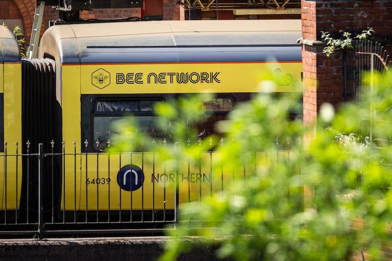 A 'Bee Network' train in Manchester. Photograph: James Speakman/PA Wire