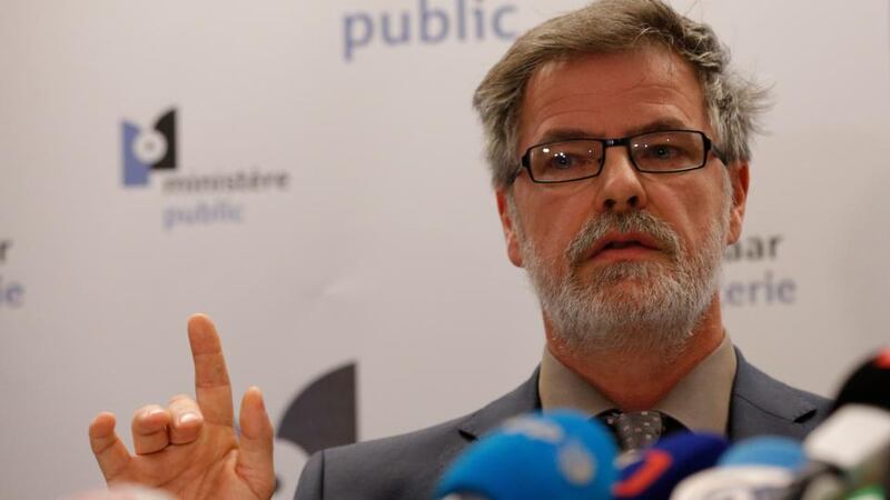Belgian Federal prosecutor Eric Van der Sypt speaks to reporters  in Brussels, Belgium, on Friday, the day after an anti-terrorism operation took place in Verviers and Brussels. Photograph: EPA