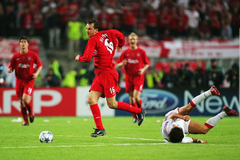 Dietmar Hamann of Liverpool during the Champions League final against AC Milan on May 25th, 2005, in Istanbul. Photograph: Mike Hewitt/Getty Images