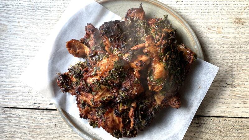 Glazed ginger and miso chicken thighs