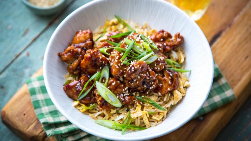 Orange chicken with veg-packed fried rice