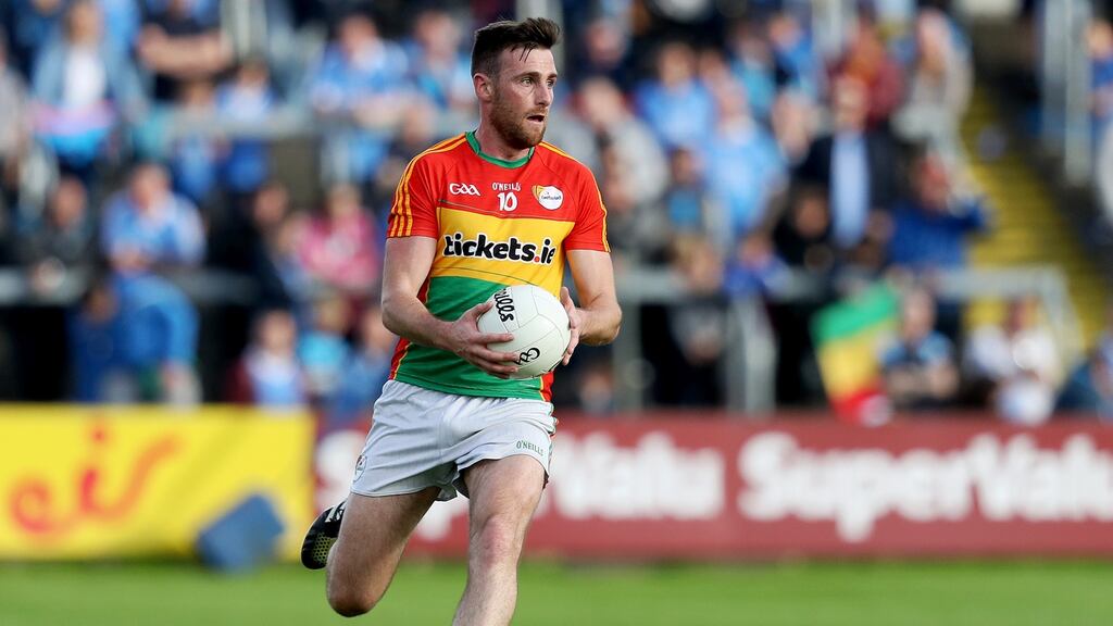 Eoghan Ruth scored late on as Éire Óg earned a draw against Rathvilly in the Carlow SFC Final. Photograph:  Tommy Dickson/Inpho