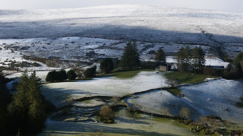 A light dusting of snow on the  Dublin mountains on Wednesday afternoon. Photograph: Stephen Collins/Collins Photos
