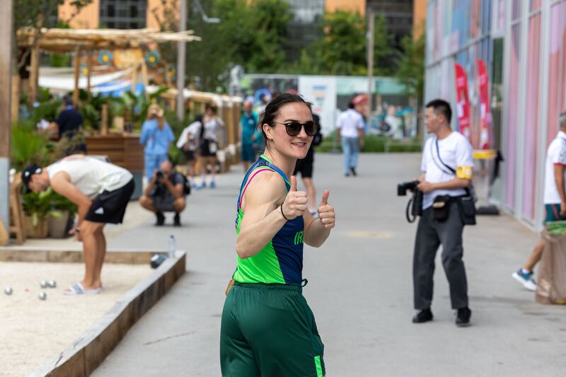 Irish boxer Kellie Harrington in the Olympic Village. Photograph: Morgan Treacy/Inpho