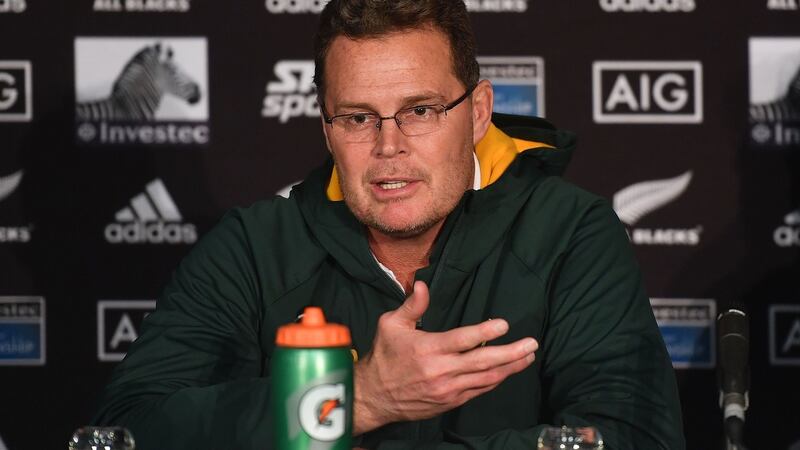 Rassie Erasmus: the head coach  is clearly being given what he wants in the often overtly political world of South African rugby and the Boks, who drew in New Zealand,  are  plainly more organised and sure of what they are doing.  Photograph: Marty Melville/AFP/Getty