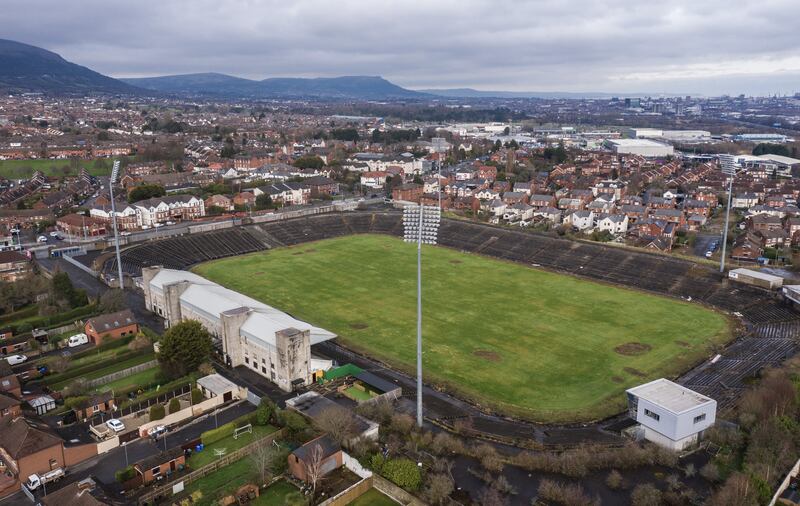 Casement Park in Belfast, which hasn't been used since 2013, is an eyesore and needs a complete redevelopment. Photograph: James Crombie/INPHO