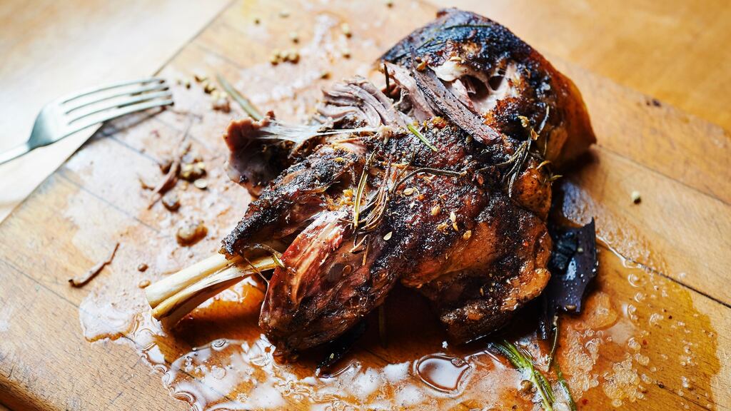 For this dish, you can use either chicken or a leg of lamb, though keep in mind the latter will take longer to roast. Photograph: Getty Images