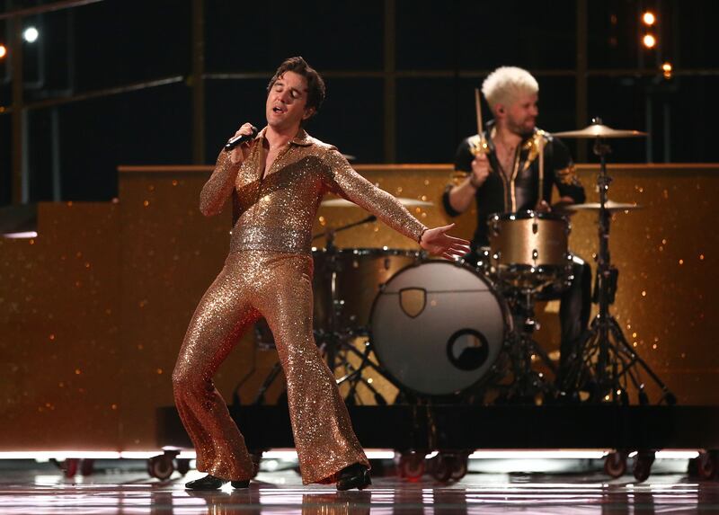 Wild Youth rehearse their performance of We Are One ahead the semi-final. Photograph: Adam Vaughan/EPA