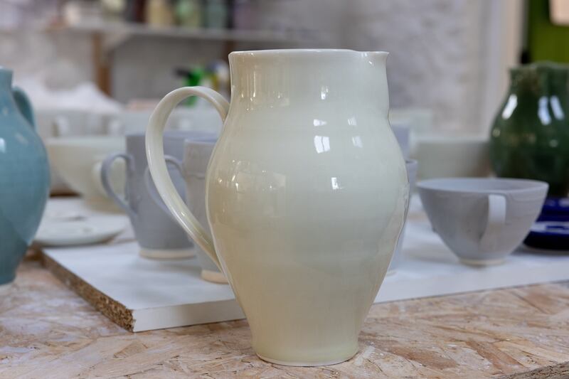 A jug made by Babs Belshaw in her pottery studio in Blackheath Pottery, Coleraine, Co Derry. Photograph: Joe Dunne