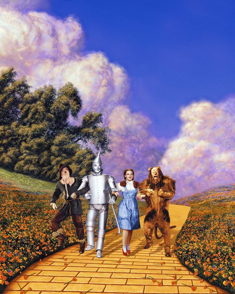 The Wizard Of Oz:  Ray Bolger, Jack Haley, Judy Garland and Bert Lahr on the yellow brick road. Photograph: Silver Screen/Getty
