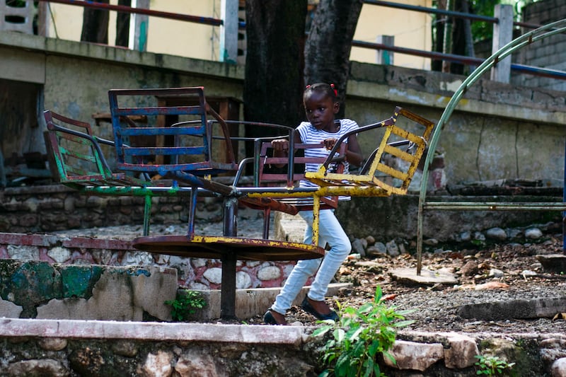 A child plays on a school playground in Port-au-Prince, Haiti, on April 29th. Photograph: Clarens Siffroy/AFP via Getty Images