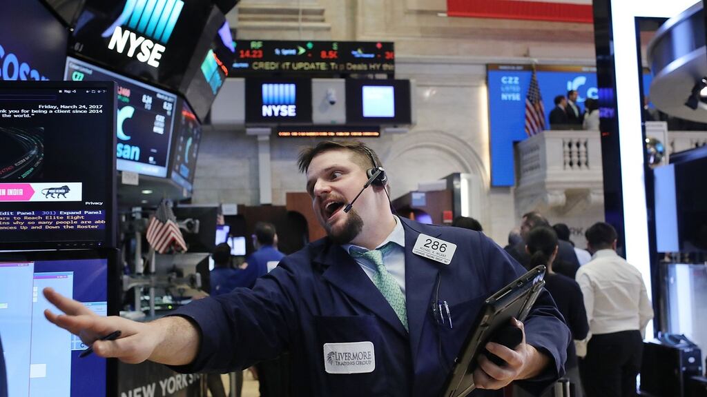 Investors turned to the havens of gold and sovereign bonds, as market measures of volatility sprung to their highest levels of the year. Photograph: Spencer Platt/Getty Images