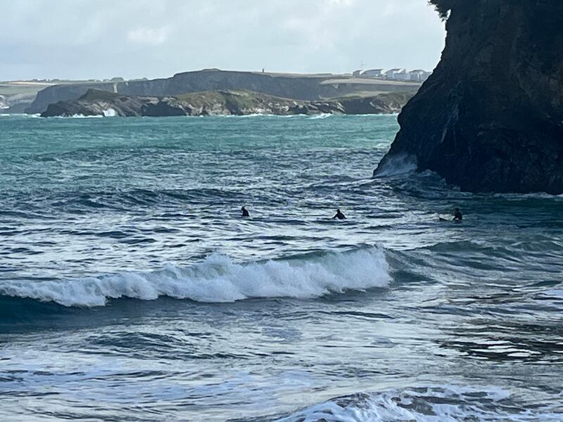 Surfers in the sea at Newquay