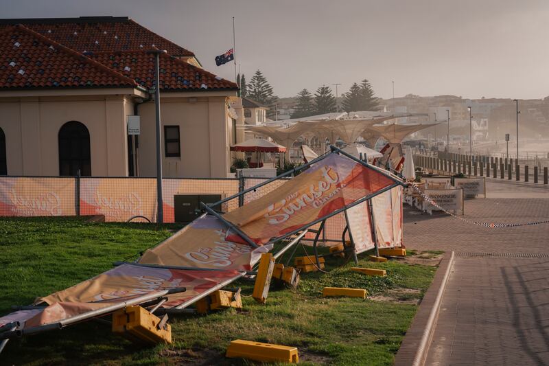 An Australian flag flies at half staff at the Bondi Pavilion, the site of the deadly shooting attack at Bondi Beach in Sydney on Monday. Photograph: Matthew Abbott/The New York Times