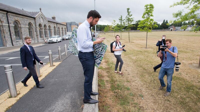Minister for Housing Eoghan Murphy at the announcement  of the redevelopment of Dublin City Council lands at  Inchicore. Photograph: Tom Honan