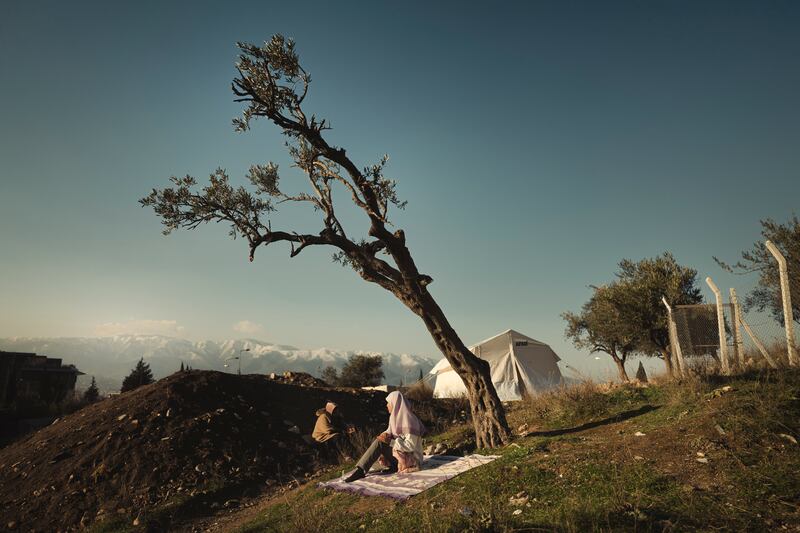 A displaced woman on a hillside in Antakya, Turkey. File photograph: Emily Garthwaite/New York Times