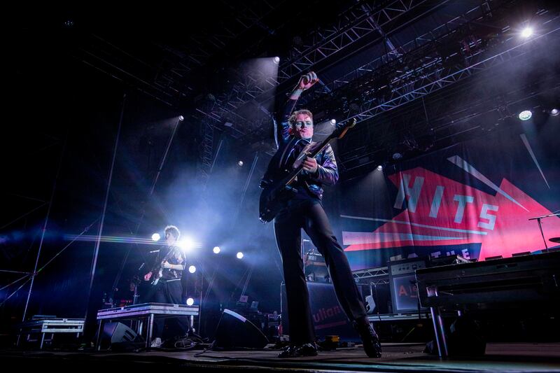 Alex Kapranos of Franz Ferdinand performing on stage at at The National Museum of Ireland, Collins Barracks, Dublin. Photograph: Tom Honan