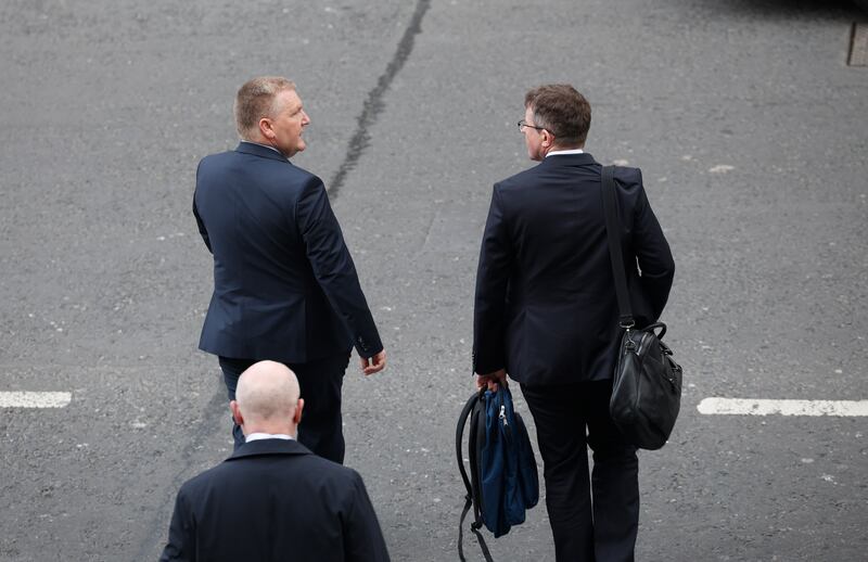 Michael McGrath walking on Merrion Row this morning. Photograph Nick Bradshaw / The Irish Times
