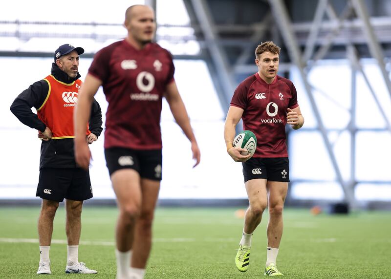Ireland assistant coach Andrew Goodman (left) and Garry Ringrose (right). Photograph: Ben Brady/Inpho