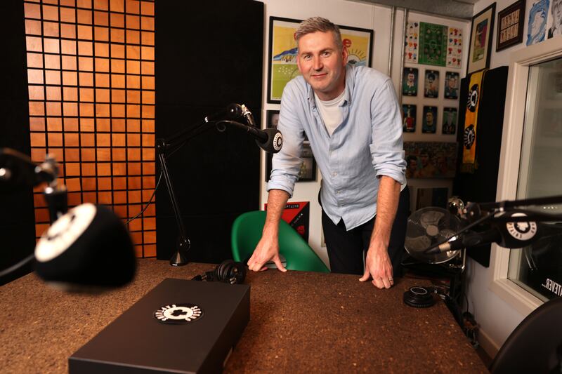 Podcaster and columnist Ciaran Murphy in the Second Captains office in Dublin. Photograph: Dara Mac Dónaill.






