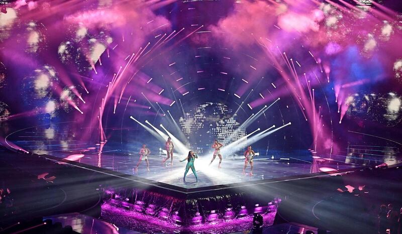 Brooke Scullion onstage in Turin on Thursday night. Photograph: Alessandro Di Marco/EPA