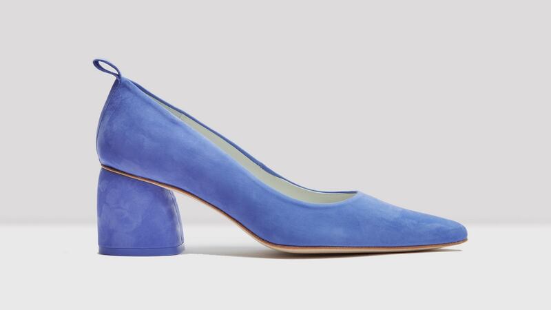 Pia cornflower blue leather mid heel Miista, €159 Atrium, Powerscourt Centre, Dublin