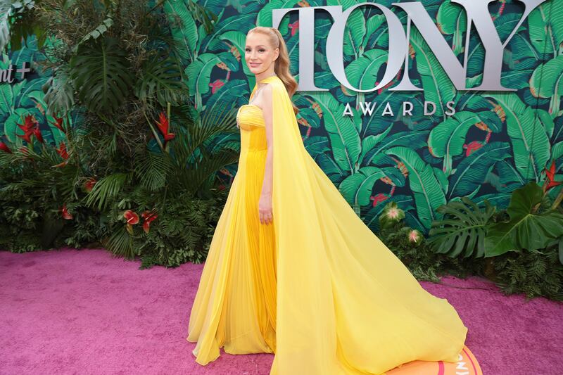 Jessica Chastain arrives at the Tony Awards at United Palace theatre in New York. Photograph: Dimitrios Kambouris/Getty