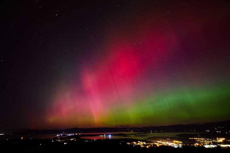 The Northern Lights above Bantry Bay, Co. Cork last night.
Photograph: Miki Barlok