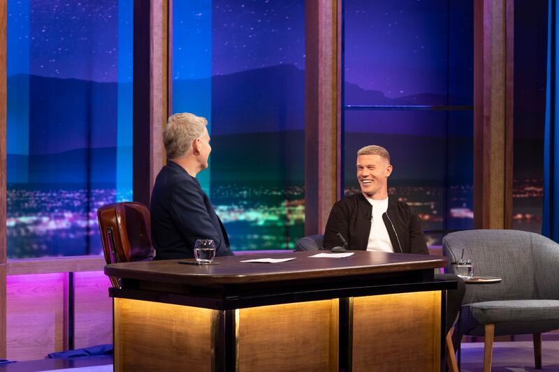Patrick Kielty on the new Late Late set with Ireland international James McClean. Photograph: Michelle Daly