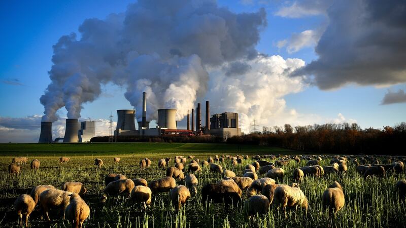 Steam rises from the brown coal-fired power plant Neurath  and Niederaussem in Bergheim, Germany. File photograph: Sascha Steinbach/EPA