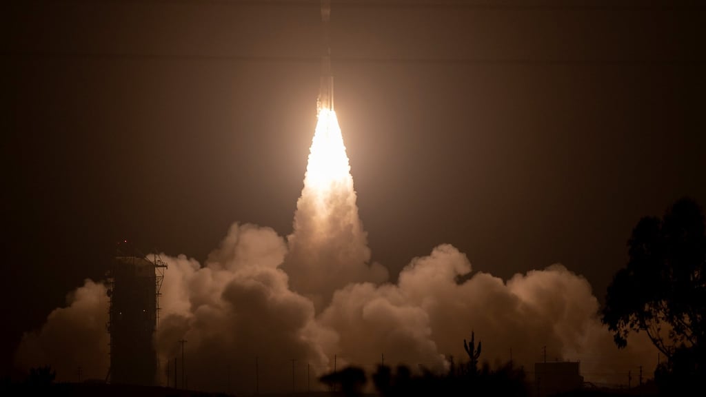 The United Launch Alliance (ULA) Delta II rocket, with the Nasa Ice, Cloud and land Elevation Satellite-2 (ICESat-2) onboard, launches from Vandenberg Air Force Base, California, US. Photograph: Nasa/Bill Ingalls/Nasa/Reuters