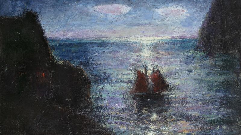 Roderic O’Conor’s Marine au Clair de Lune, painted at the end of the 19th century when he lived in Brittany, €150,000- €200,000, Adam’s.