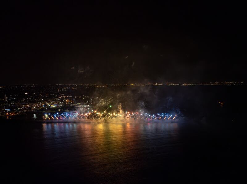 The NYF Dublin Fireworks Spectacular, as seen from Dún Laoghaire Harbour. Photograph: Allen Kiely