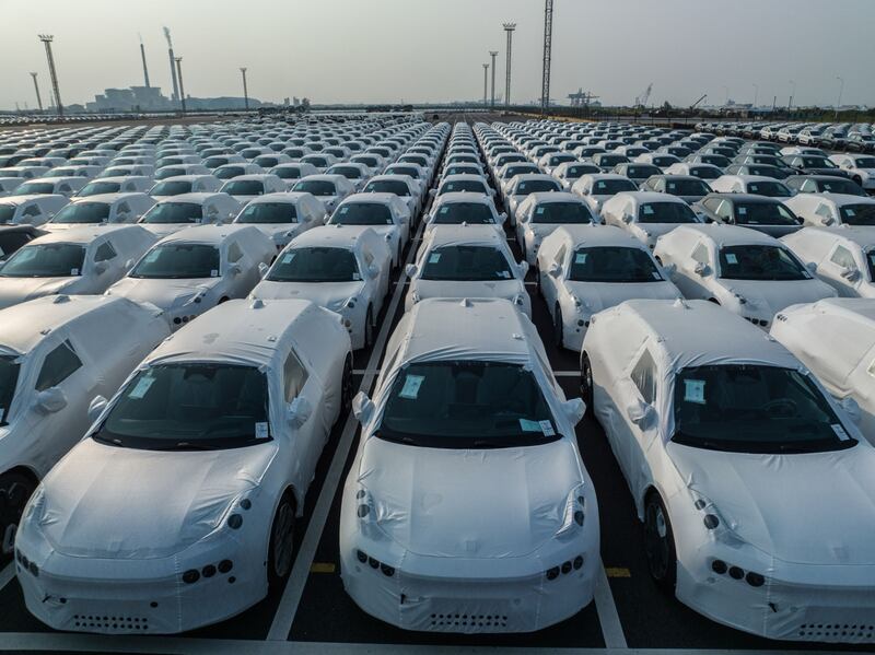 Geely  electric vehicles bound for shipment to Europe.