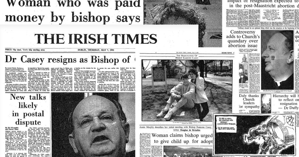 Coverage of bishop Eamonn Casey's resignation begin in May, 1992. Photograph: The Irish Times