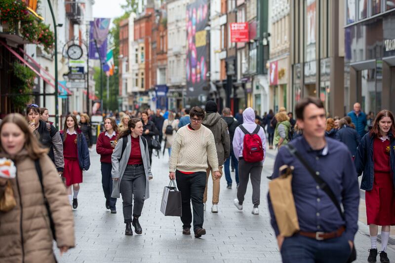 People on Grafton Street, Dublin. CSO projections suggest sustained increases in Ireland's population over the next 30 years; rising to 5.6-6.7 million by 2050. Photograph: Tom Honan