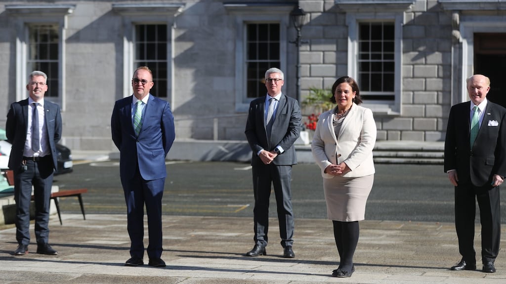 Senator Niall Ó Donnghaile (left) with Sinn Féin leader Mary Lou McDonald at Leinster House in September. File photograph: Niall Carson/PA Wire