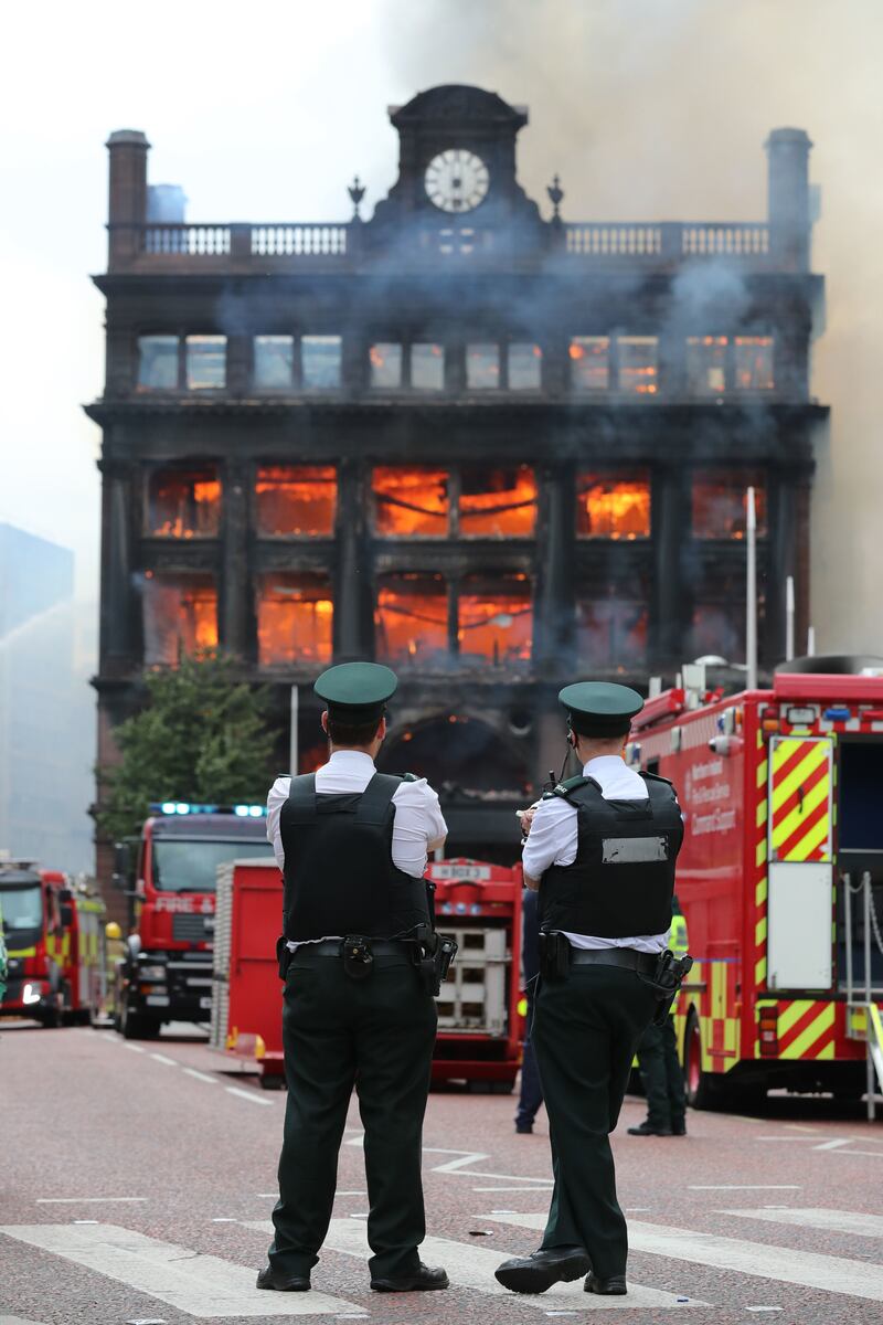 Bank Buildings: the destroyed store in August 2018. Photograph: Liam McBurney/PA