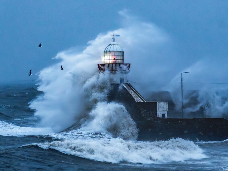 Sean Bruen’s photograph, Balbriggan Lighthouse Blowing a Gale, was taken in Dublin. It captures one of the iconic storms we experienced in January of this year at the lighthouse in Balbriggan