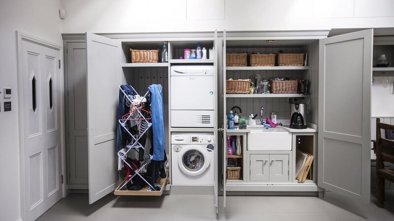 A smart way to work a washing drying solution in a small home. Photograph: Sarah London