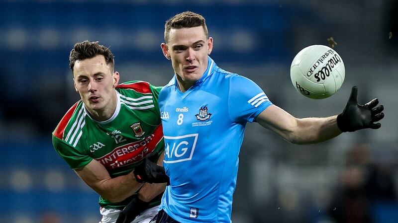 Dublin’s Brian Fenton in action against Mayo’s Diarmuid O’Connor during last year’s All-Ireland final. Photograph: Tommy Dickson/Inpho