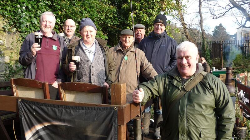 Members of the  Dublin Salmon Anglers’ Association members enjoying opening day at Islandbridge on the River Liffey.