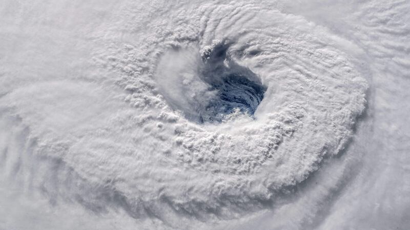 A  camera outside the International Space Station captures a view of the eye of Hurricane Florence. Photograph: Nasa/ESA/Alexander Gerst/AFP/Getty Images
